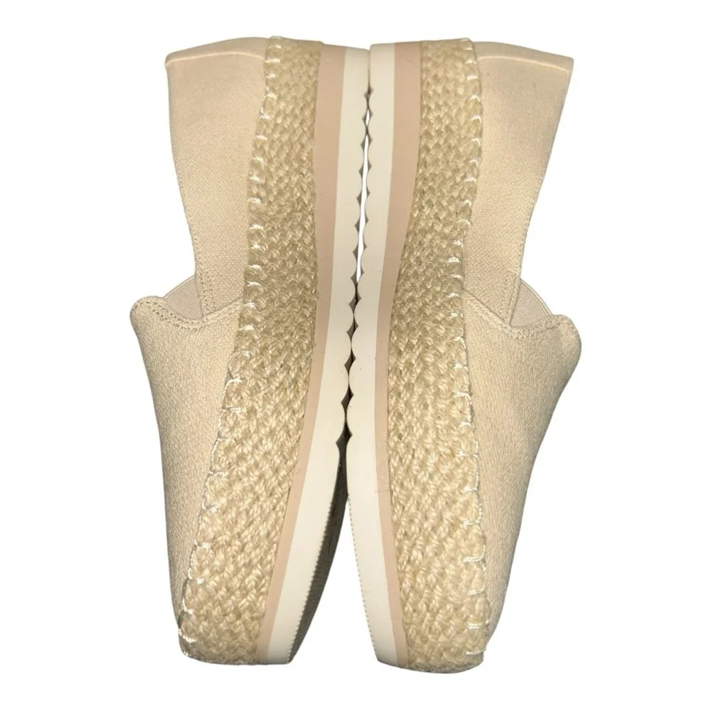 Dr. Scholl's Discovery Women's Espadrille Slip-Ons Cream Wedge Cotton Shoes